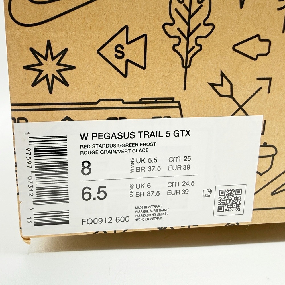 Nike Pegasus Trail 5 GTX Womens Size 8 Gore-Tex Red Stardust Green Shoes FQ0912 - Picture 6 of 8